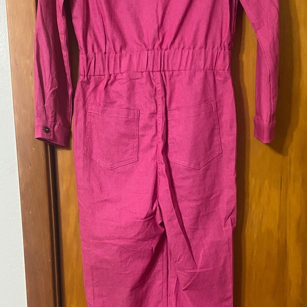 NWT Aviator Babe Neon Pink Jumpsuit Coveralls Button Pockets Rave Party Festival - Picture 9 of 11